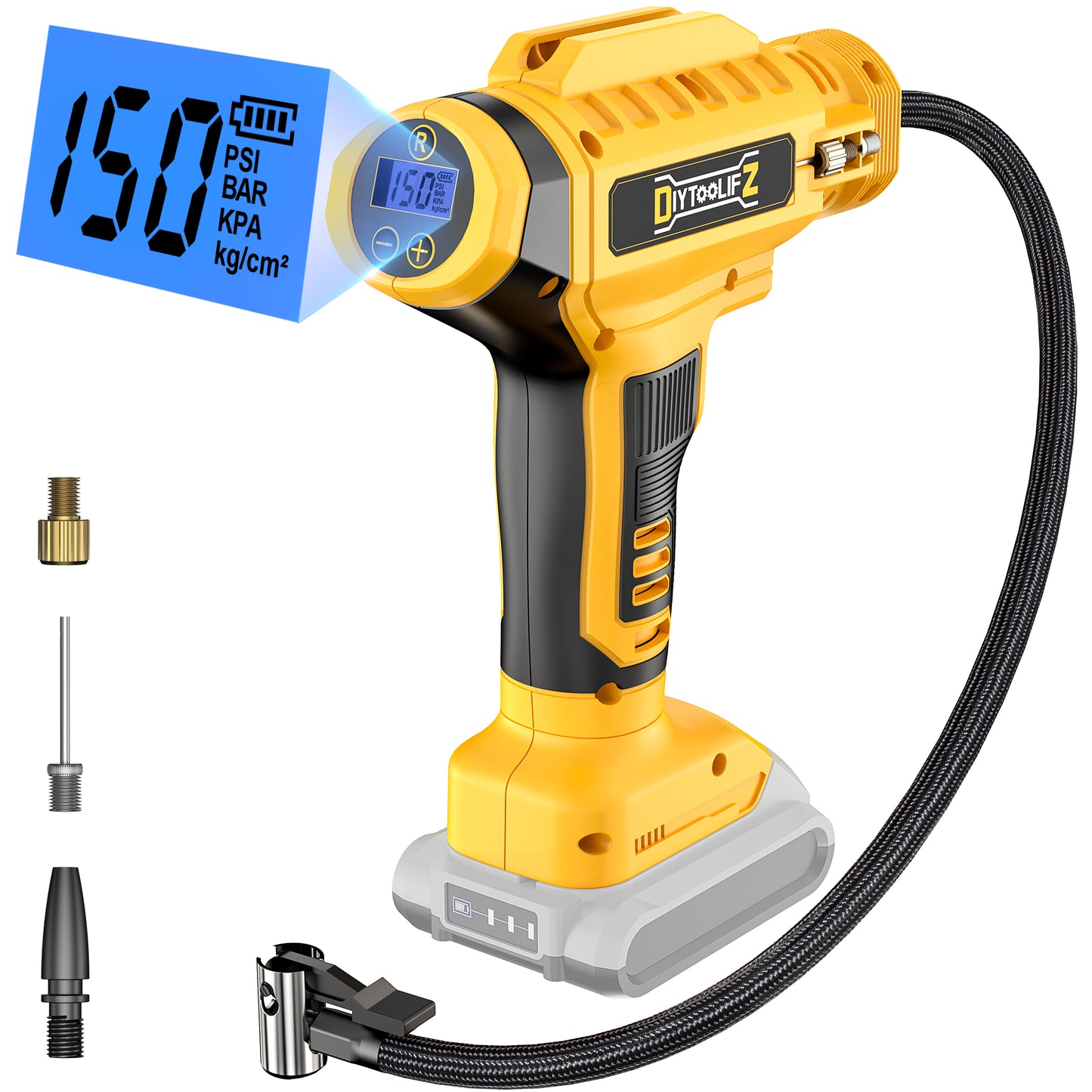 DIYtoolifz 160PSI Cordless Tire Inflator Compatible with Makita 18V Battery | Portable Air Compressor Air Pump with Digital Pressure Gauge, Fast Inflation for Cars, Motorcycles, Bikes (Tool Only)