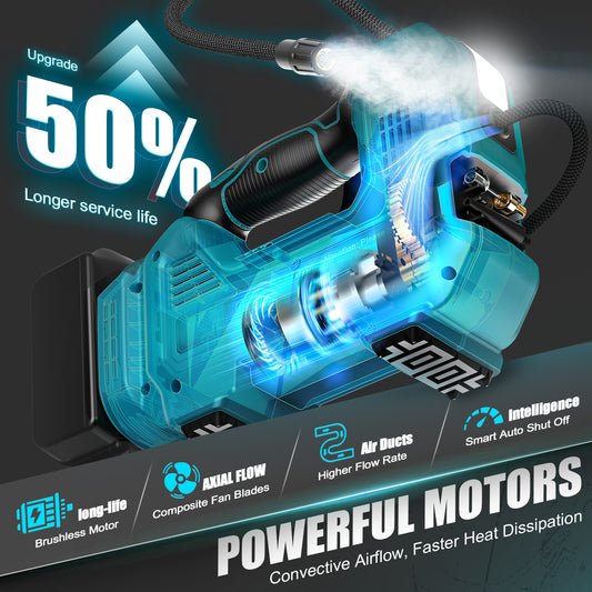 DIYtoolifz 160PSI Cordless Tire Inflator Compatible with Makita 18V Battery | Portable Air Compressor Air Pump Automatic Shut Off, LED Light, Digital Pressure Gauge for Cars Motorcycles Ball (Tool Only)