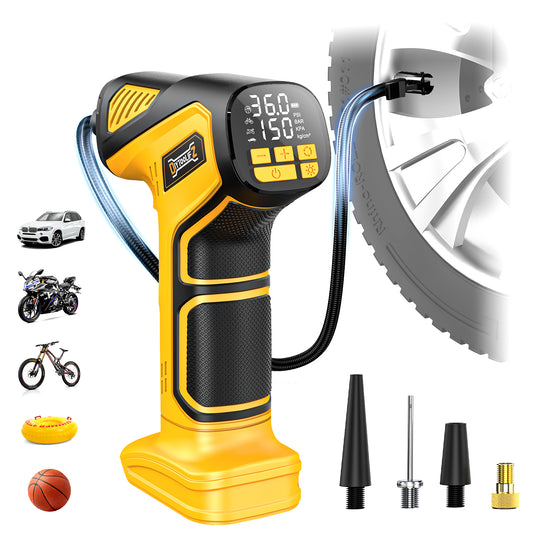 DIYtoolifz 150PSI Cordless Tire Inflator Compatible with Dewalt 20V Battery | Portable Air Compressor Pump Car Tire Pump with Digital Pressure Gauge & LED Light for Auto, Motorcycles, Balls (Tool Only)
