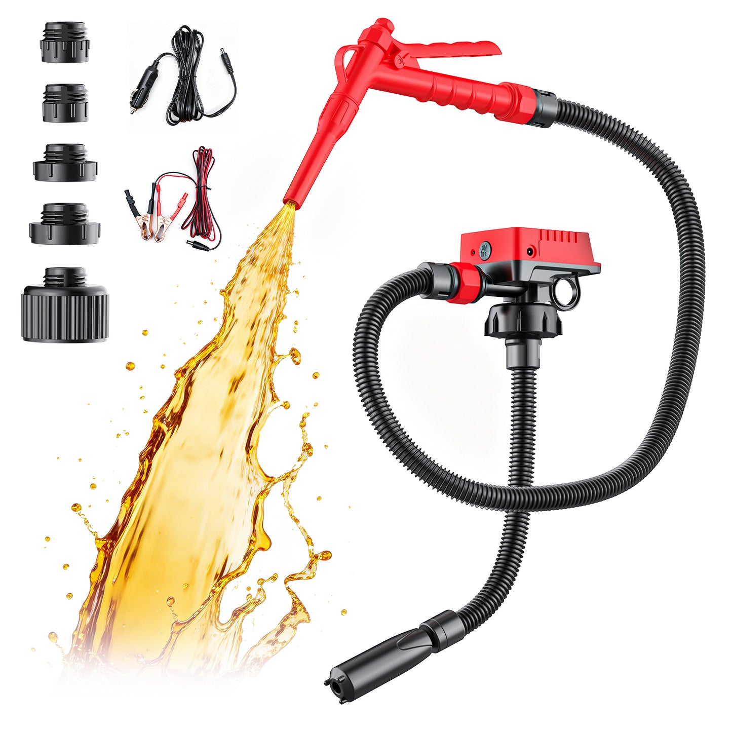 DIYtoolifz 5 GPM Cordless Fuel Transfer Pump Compatible with DeWalt 20V & Milwaukee 18V Batteries, Portable Gas Can Pump with 51" Hose, 5 Adapters, Gas Pump for Diesel, Gasoline (Bare Tool)
