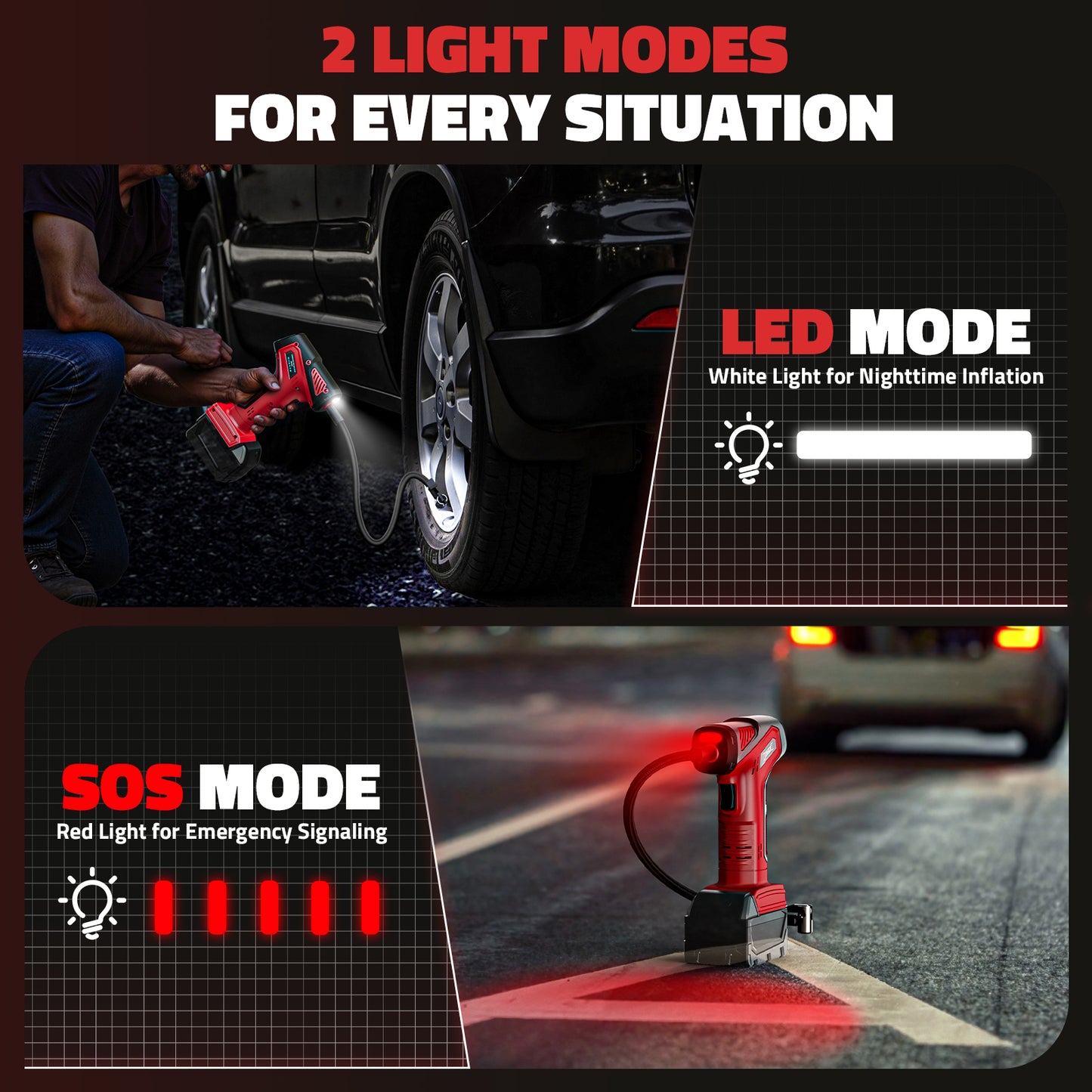 DIYtoolifz 150PSI Tire Inflator Compatible with Milwaukee 18V Battery | Portable Air Compressor Pump Car Tire Pump with Digital Pressure Gauge & LED Light for Auto, Motorcycles, Balls (Tool Only)